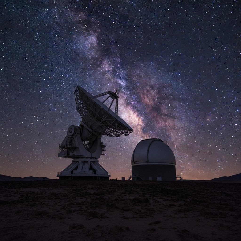 Observación astronómica con telescopio profesional bajo cielos Bortle 1