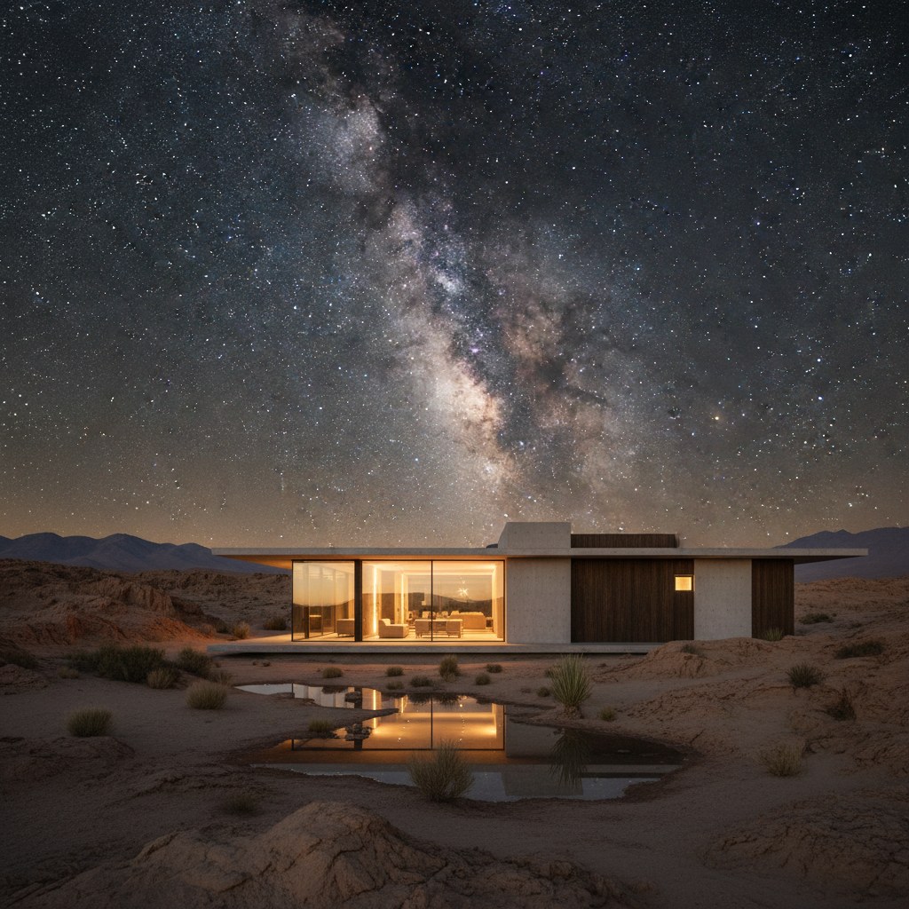 Lodge privado con vista al desierto y cielo estrellado