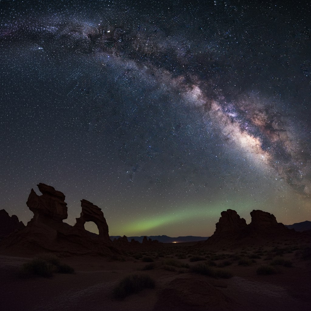 Vía Láctea sobre el desierto