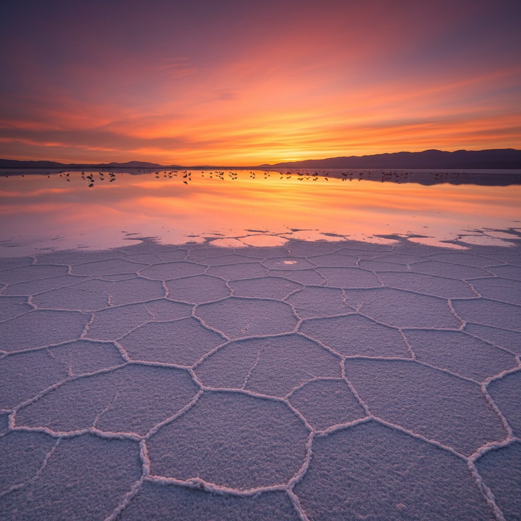 Salares infinitos del Desierto de Atacama al atardecer